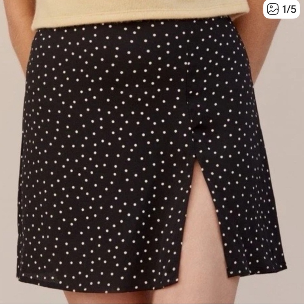 Reformation Black and White Polka Dot Mini Skirt